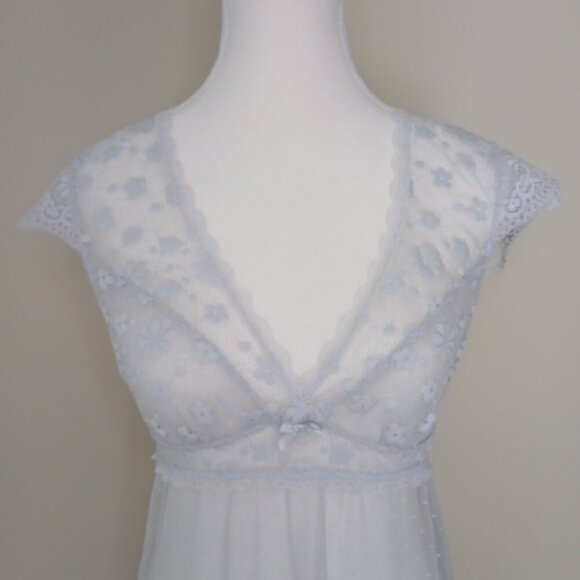 La Vie En Rose Sheer Stretch Baby Doll Chemise Blue Size M - Picture 2 of 8